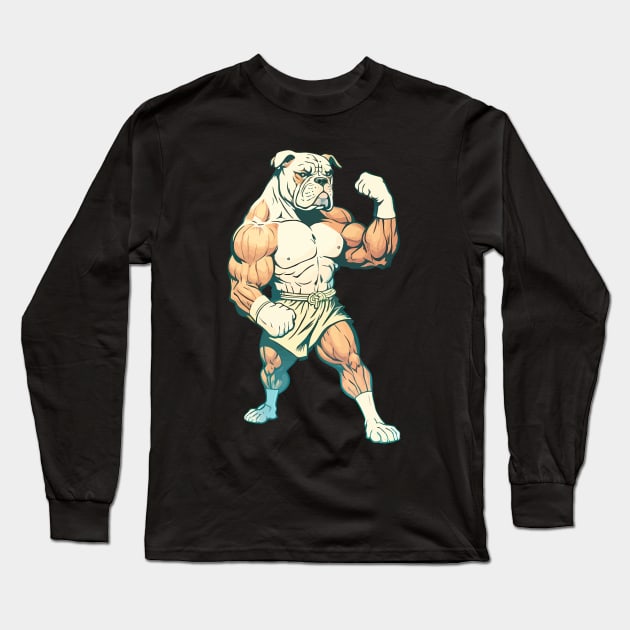 Muscular dog boxing Long Sleeve T-Shirt by FunnyZone